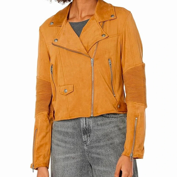Blank NYC SOFT Vegan Suede Moto Jacket Size Large NWT ribbed arms - Picture 1 of 7